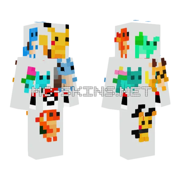 Pokemon Maniac Minecraft skin, front and back