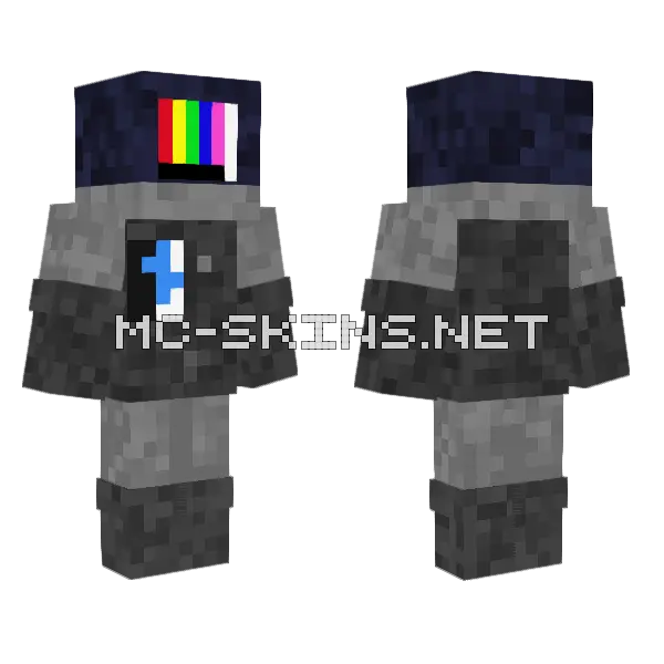 Pokemon Team Plasma TV Head Minecraft skin, front and back