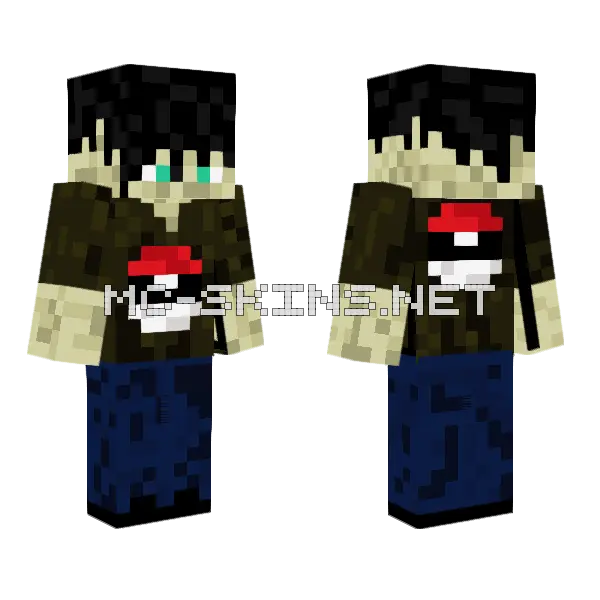 Pokemon Trainer Minecraft skin, front and back