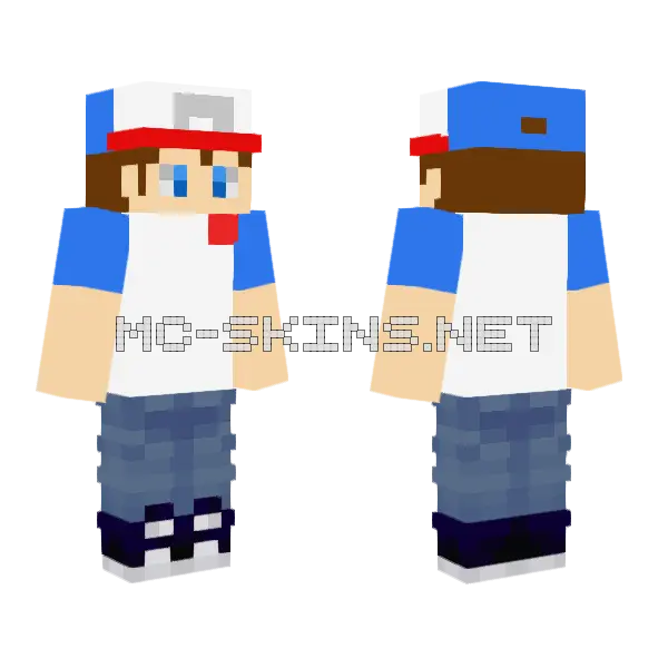 Pokemon Trainer Minecraft skin, front and back