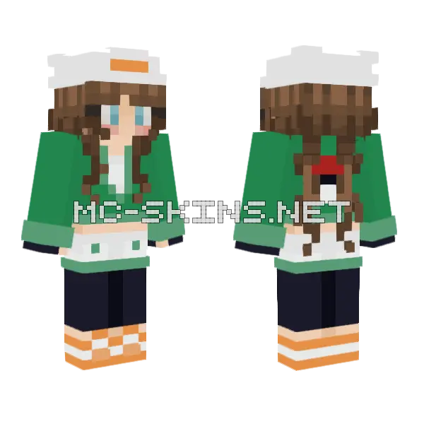 Pokemon Trainer Green Minecraft skin, front and back