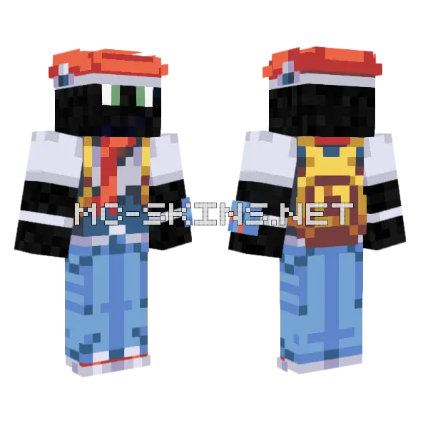 Pokemon Trainer Red Minecraft skin, front and back