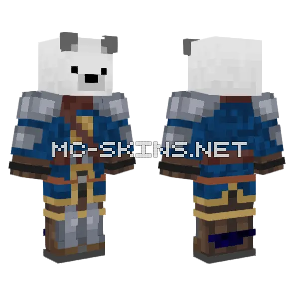 Polar Bear Knight Minecraft skin, front and back