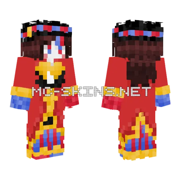 Pomni Caine TADC Minecraft skin, front and back