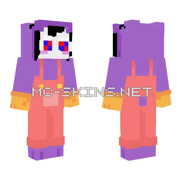 Pomni Jax Suit Minecraft skin, front and back