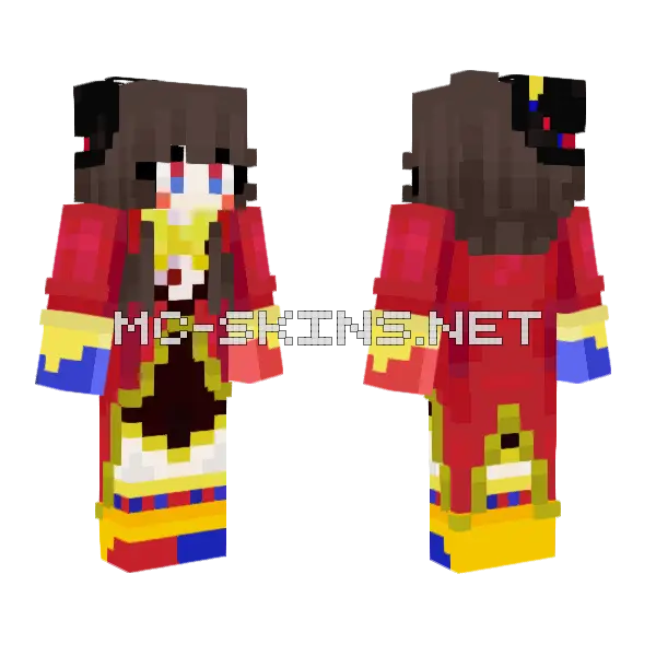 Pomni Ringmaster Minecraft skin, front and back