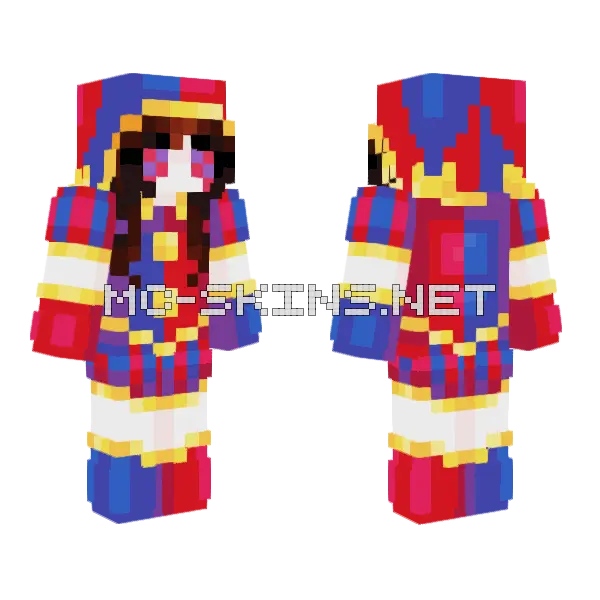 Pomni TADC Skin Minecraft skin, front and back