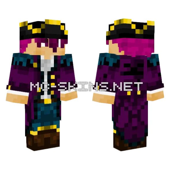 Ponk Pirate Witch Minecraft skin, front and back