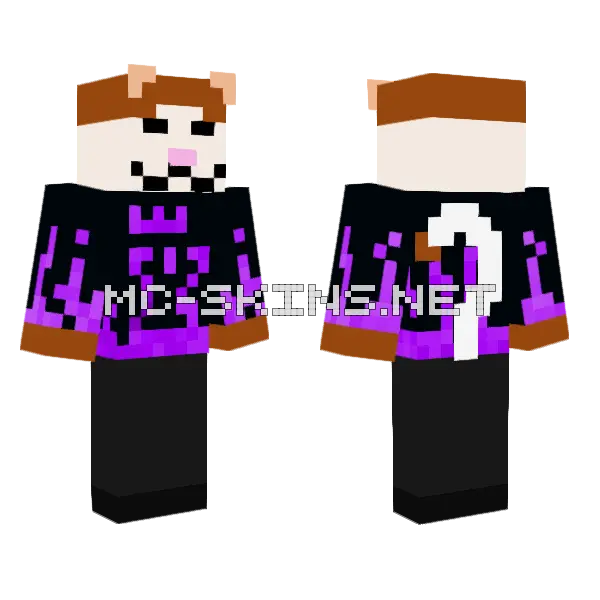 Popcat Purple Fire Shirt Minecraft skin, front and back