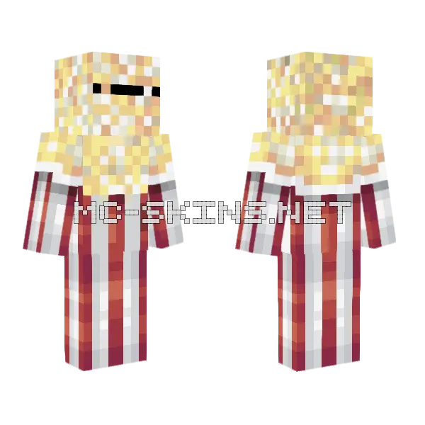 Popcorn Sebbed Minecraft skin, front and back