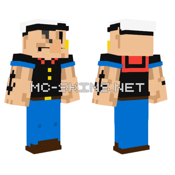 Popeye The Sailorman Minecraft skin, front and back