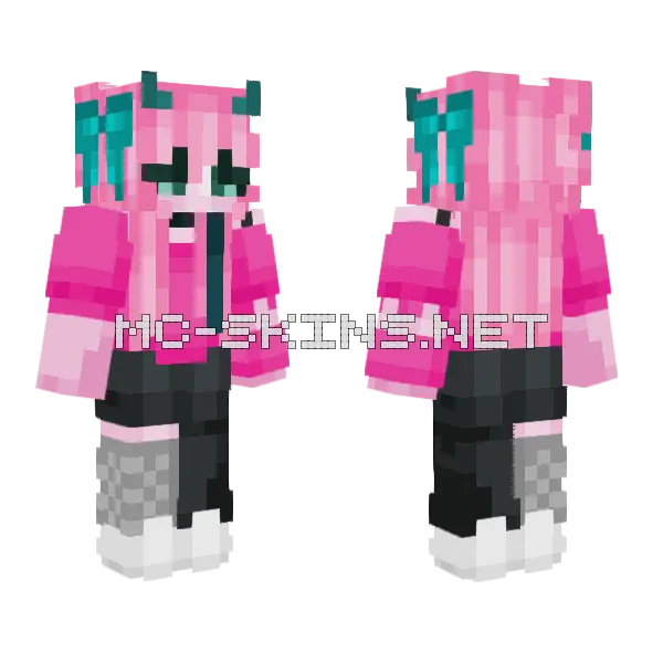 Poppy Bubblegum Girl Minecraft skin, front and back