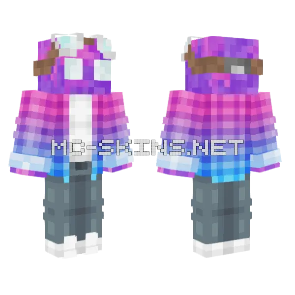 Porple Gradient Outfit Minecraft skin, front and back