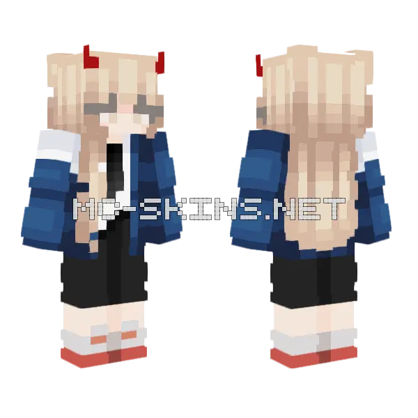 Power Chainsaw Man Minecraft skin, front and back