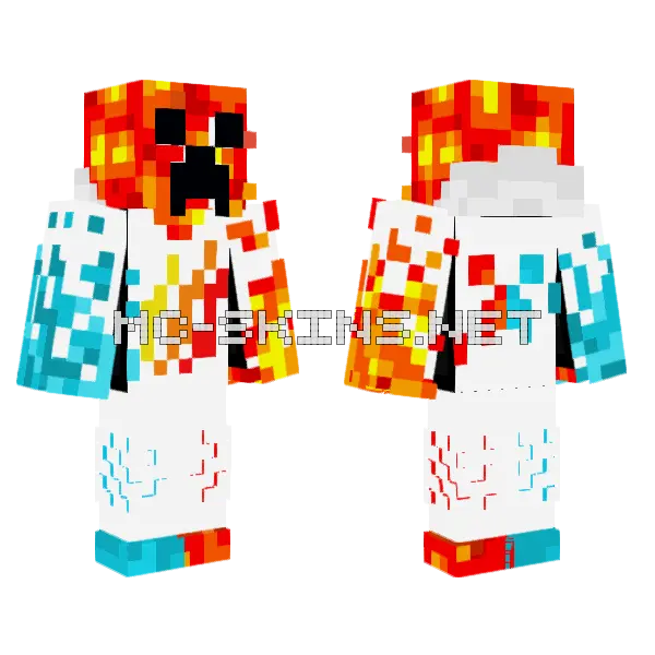 Preston Playz Ice Fire White Minecraft skin, front and back