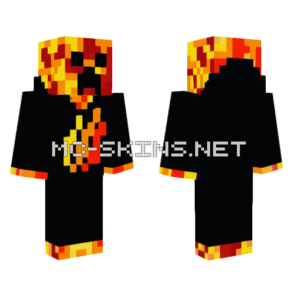 Prestonplayz Fire Skin Minecraft skin, front and back