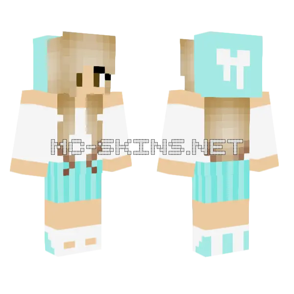 Pretty Girl In Teal Minecraft skin, front and back