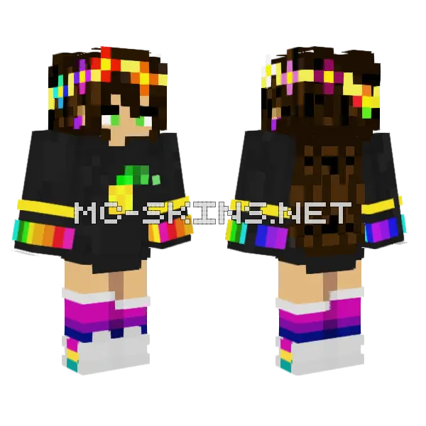 Pride Flag Girl Classic Minecraft skin, front and back
