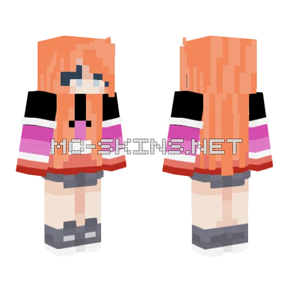 Pride Fox Girl Minecraft skin, front and back