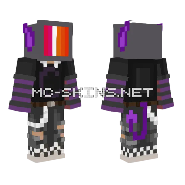 Pride Wolf TV Head Minecraft skin, front and back