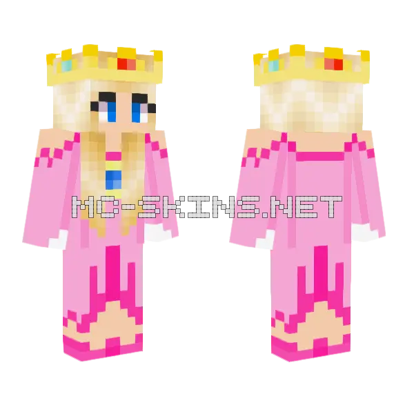 Princess Peach Minecraft skin, front and back