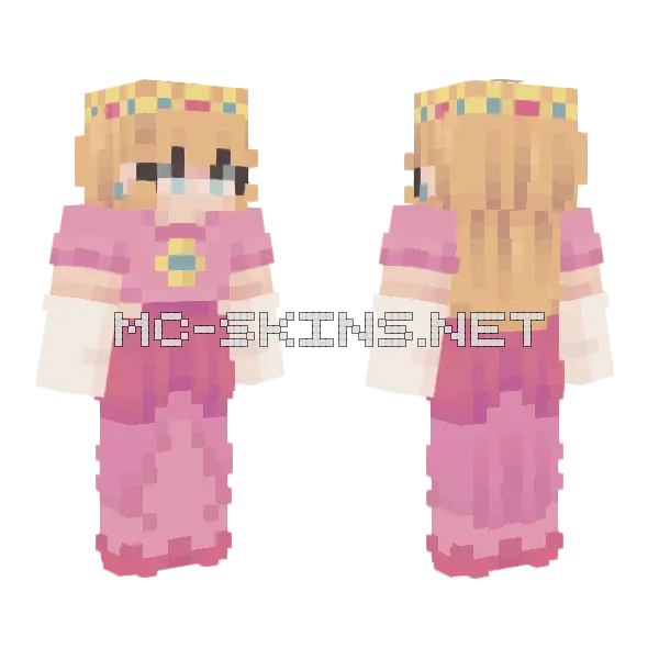 Princess Peach Minecraft skin, front and back
