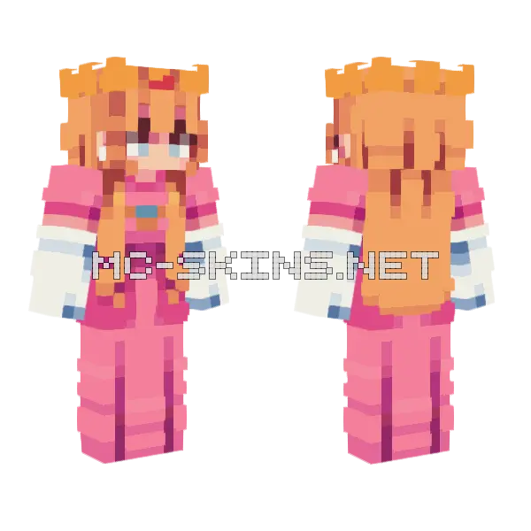 Princess Peach Minecraft skin, front and back