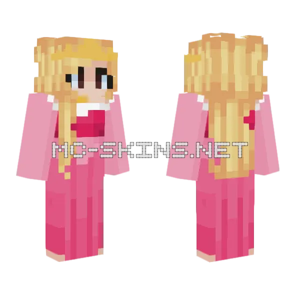 Princess Peach Minecraft skin, front and back