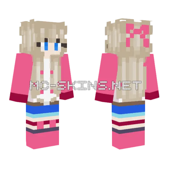 Princess Peach Skater Era Minecraft skin, front and back