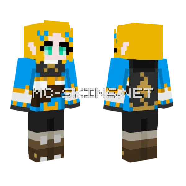 Princess Zelda Totk Intro Minecraft skin, front and back