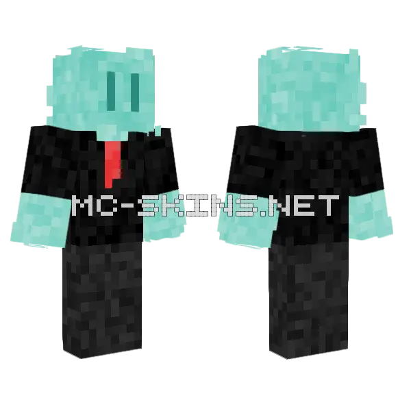 Prismarine Fancy Man Minecraft skin, front and back