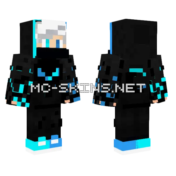 Procrown Blue Flames Minecraft skin, front and back