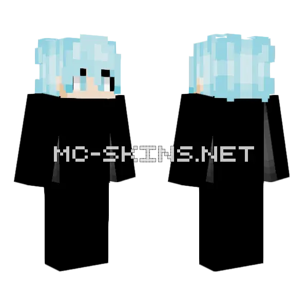 Progression2 Blue Hair Minecraft skin, front and back