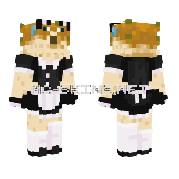 Pufferfish Maid Minecraft skin, front and back