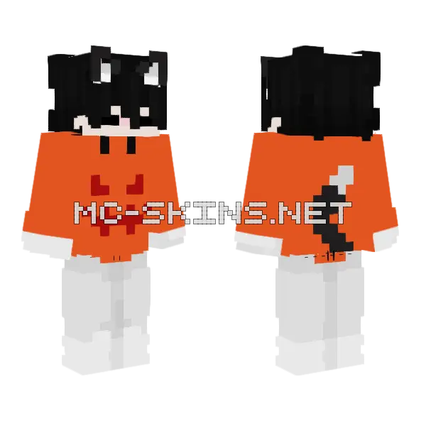 Pumking Dumarox Orange White Minecraft skin, front and back