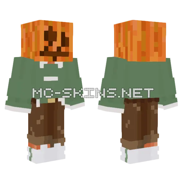 Pumpkin But Better Minecraft skin, front and back