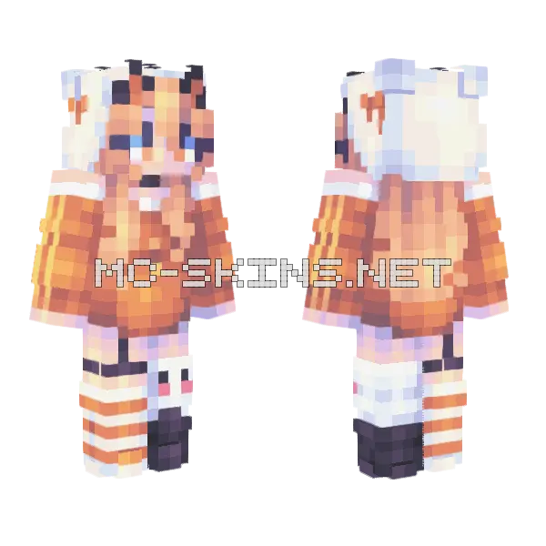 Pumpkin Cat Minecraft skin, front and back