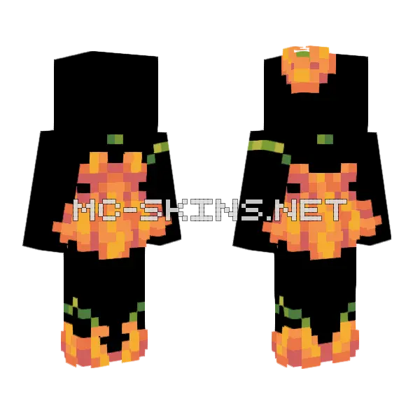Pumpkin Costume Dress Base Minecraft skin, front and back