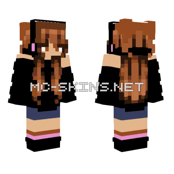 Pumpkin Girl In Sweater Minecraft skin, front and back