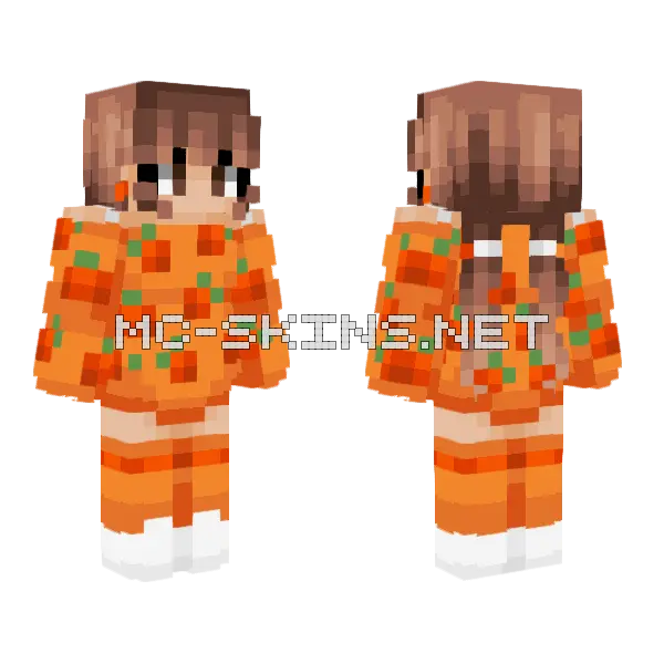 Pumpkin Girl Outfit Minecraft skin, front and back