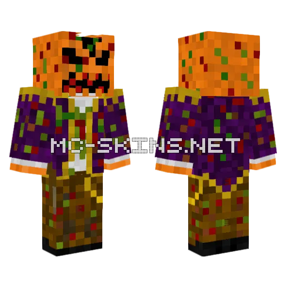 Pumpkin Pirate Minecraft skin, front and back