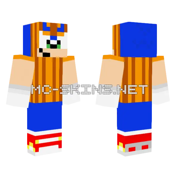 Pumpkin Sonic Minecraft skin, front and back