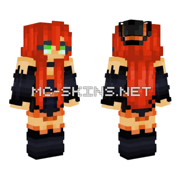 Pumpkin Witch Green Eyes Minecraft skin, front and back