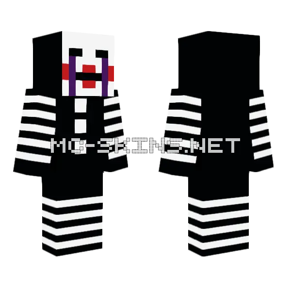 Puppet FNAF Minecraft skin, front and back