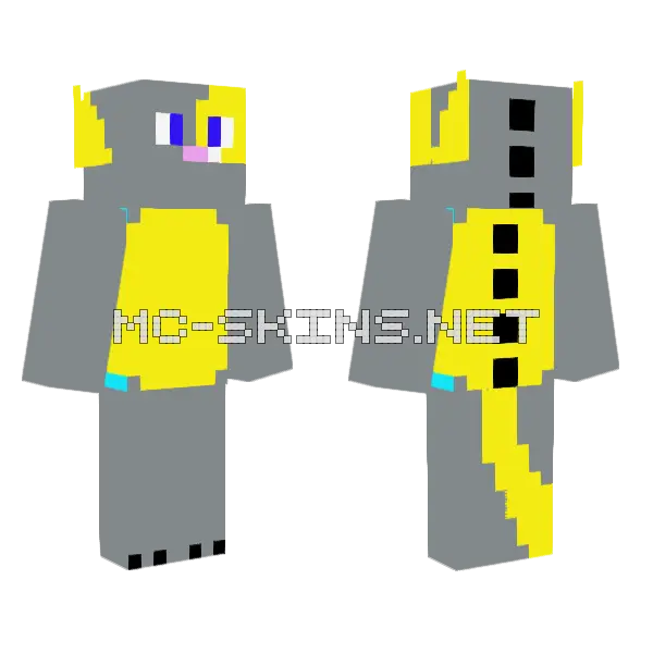 Pup's Super Metal Dino Mode Minecraft skin, front and back