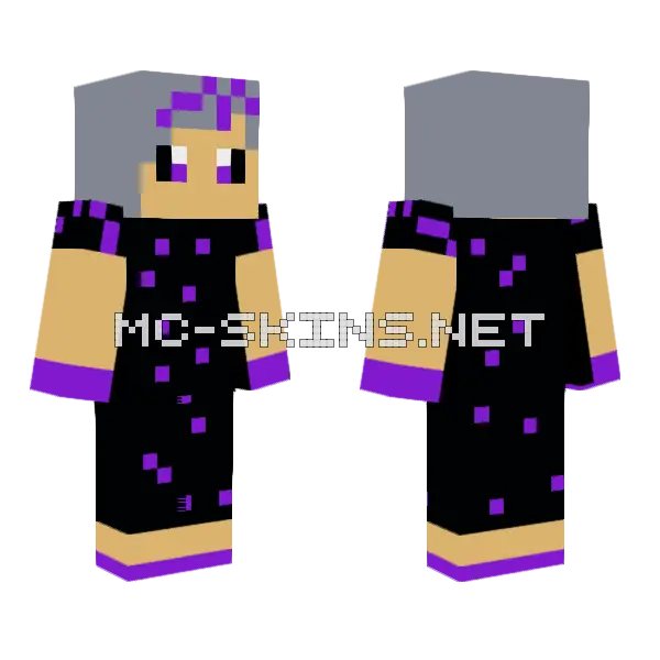 Purple Aaravgodgameryt Minecraft skin, front and back