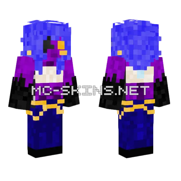 Purple Alien Minecraft skin, front and back