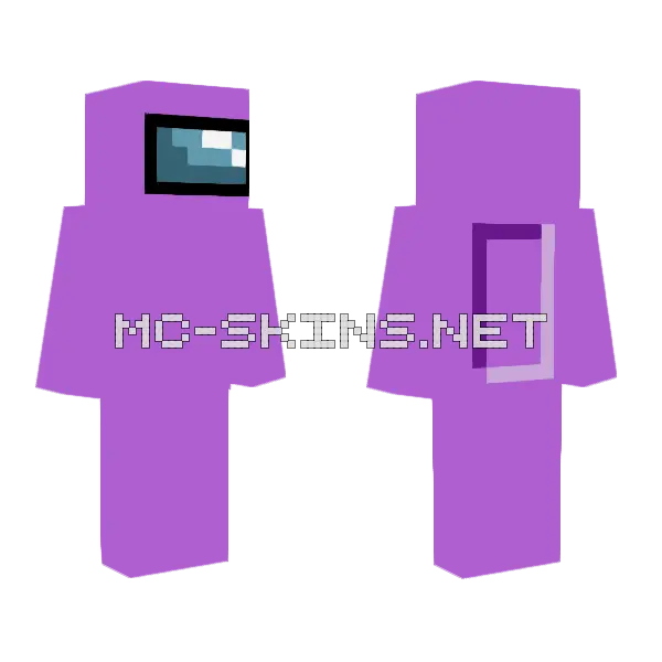 Purple Among Us Minecraft skin, front and back