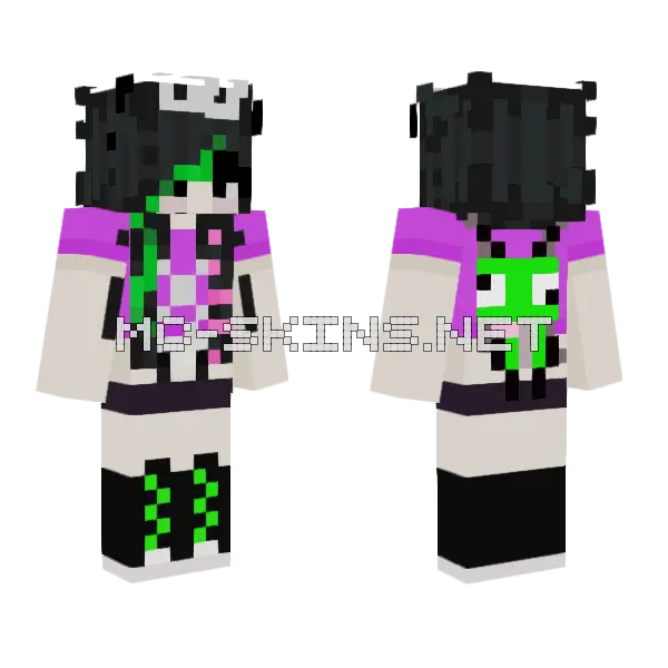Purple And Black Outfit Minecraft skin, front and back