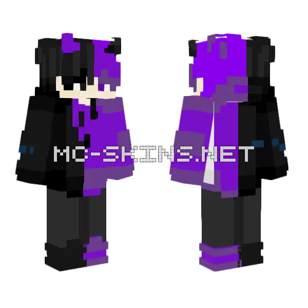 Purple And Black Outfit Minecraft skin, front and back